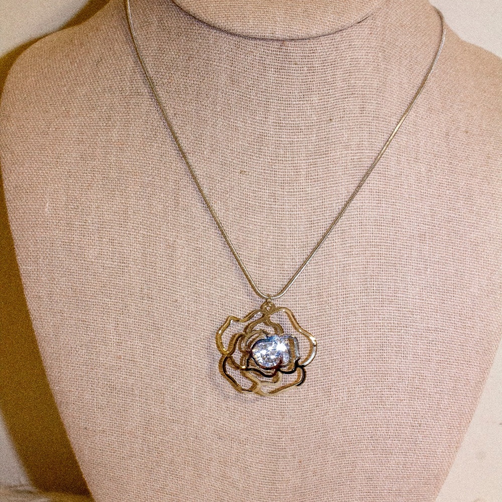 Pretty Persuasions Rose Filigree Pendant Crystal
